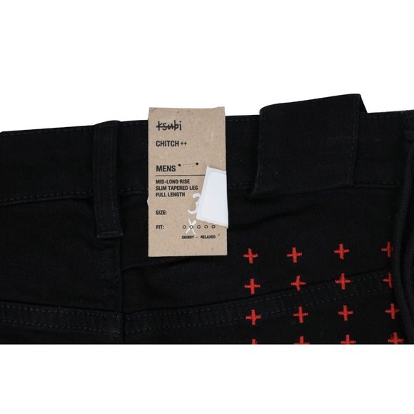Ksubi Mens Jeans 33x33 Black Red Slim Tappered Fit Chitch Laid Back Denim BNWT - Picture 10 of 11